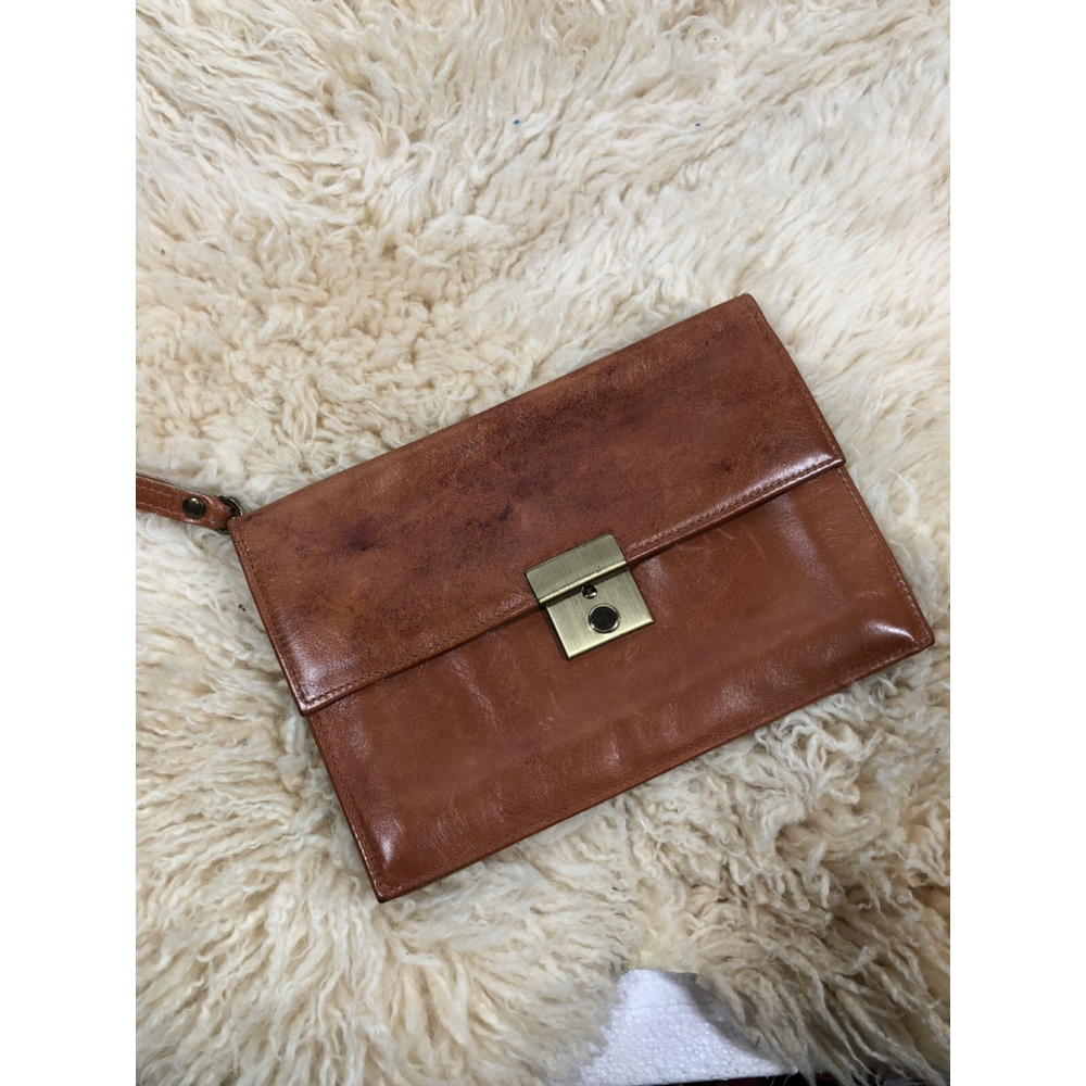 Vintage Brown Rolfs Designer Collection Cowhide Leather Purse Clutch Bag